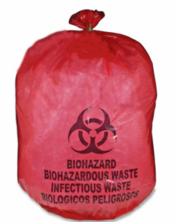 red biohazard waste bags